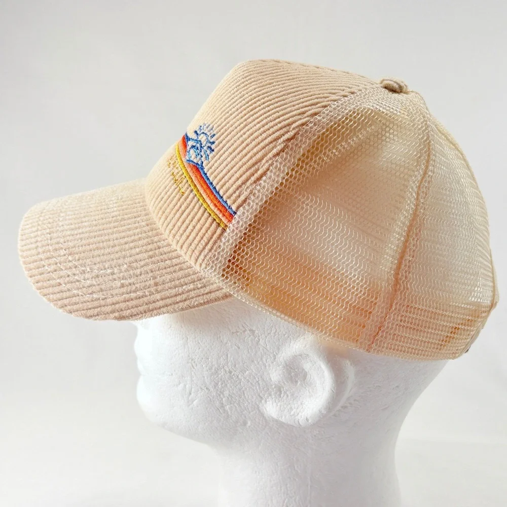 Rip Curl Revival Cord Womens Snapback Trucker Hat Rainbow Logo Surf Cap